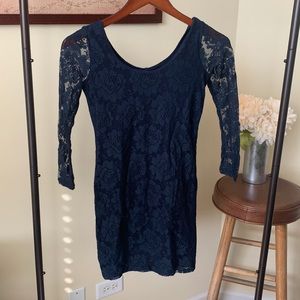 Hollister blue floral fitted lace dress